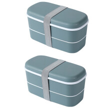 2X Lancheira de 2 Camadas para Micro-Ondas com Compartimentos Bento Box Verde