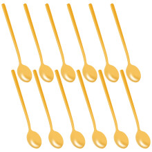 12pcs/Set Round Shape Coffee Spoon Stainless Steel Teaspoons Sugar Dessert Spoon Ice Cream Soup Spoon Kitchen Accessories(gold)