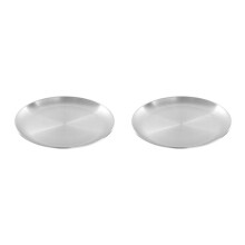 2st 14cm Roestvrijstalen Botspuugschotel Zilver Ondiep Dienblad Metalen Eetschijf Ronde Plaat Dessertservies