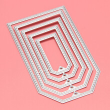 5X Kohlen Stoff Stahl Geometrie Stanz Formen Schablone Scrapbooking Prägung Diy Karte Dekor Silber Rechteckig Tag Förmigen