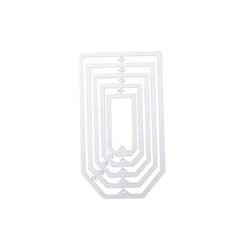 5x Carbon steel Geometry Cutting Dies Stencil Scrapbooking Embossing DIY Card Decor Silver Rectangular-tag-shaped 1