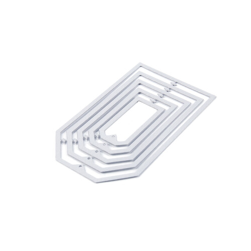 5x Carbon steel Geometry Cutting Dies Stencil Scrapbooking Embossing DIY Card Decor Silver Rectangular-tag-shaped 2