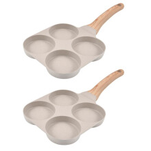 2X Äggpanna Omelettpanna, 4-Kopps Äggstekpanna, Äggkokare Äggpanna Till Frukost, Pannkaka, Plett, Crepepanna