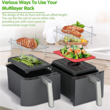 4X Air Fryer Rack for Double Basket Air Fryers, Dehydrator Rack for Foodi DZ201 DZ401 Air Fryer Accessories