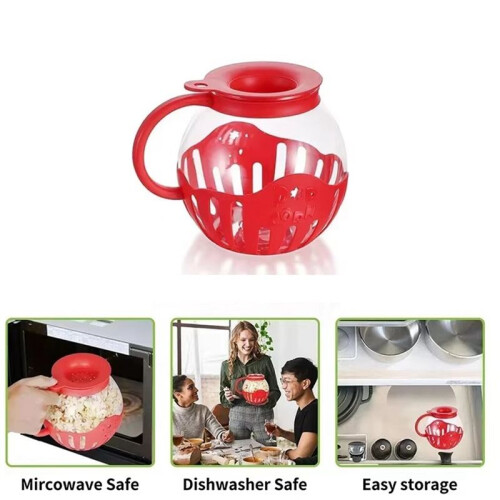 Microwave Popcorn Maker Bucket Microwave Bowl  Machine Safe Silicone Lid Popcorn Maker 1