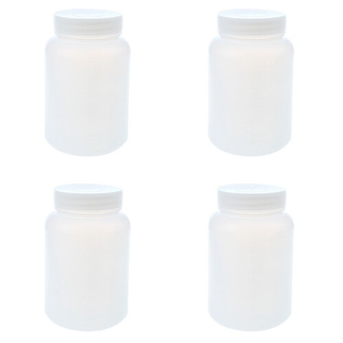 4X Laboratory Chemical Storage Case White Plastic Widemouth Bottle 500ML