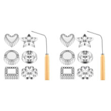 2X Achappam Moule Bunuelos Moule avec Poignée Rosette Ensemble, Coeur ÉToile Cercle Carré Biscuits Moule pour Cuisine Cuisson Frit