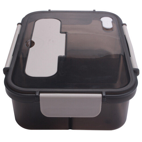 2X Lunchbox, 1500 Ml Bento Box, Voedselcontainer met 3 Compartimenten en Bestekset 1