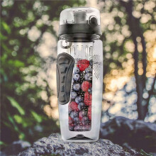 3X Garrafa de água 1000Ml/32Oz Infusor Infusor de Frutas Plástico Esportes DesintoxicaçãO Saúde Preto