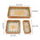 3-Pcs Rectangular Rattan Tray Green Leaves Yellow 2