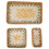 3-Pcs Rectangular Rattan Tray Green Leaves Yellow 3