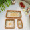 3-Pcs Rectangular Rattan Tray Green Leaves Yellow 4