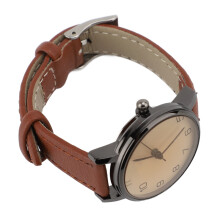 Damentaschenarmbanduhr aus Leder, Quarz, 3 cm Zifferblatt, braun, lässig, vintage, 21 cm