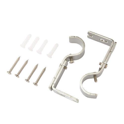 6PCS Adjustable Iron Curtain Rod Brackets, Silver, 9cm 2