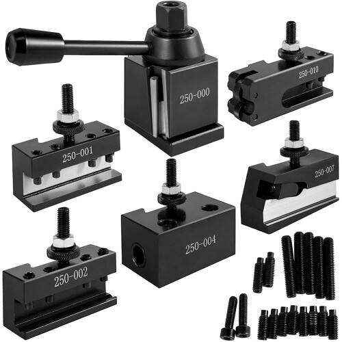 Lathe Tool Holder, Change Tool Set for Metal Lathe Tool Post for 1/2inch Turning Tools, 250-000  Lathe Tool Post