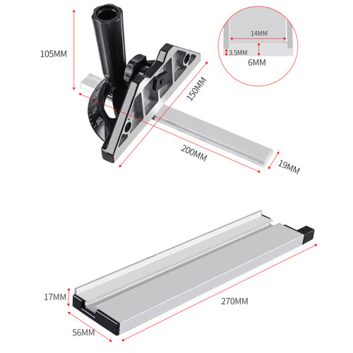 Miter Gauge Carpentry Push Rod Angle Ruler Table Saw Ruler Woodworking Tool Adjustable Flip Stop 1