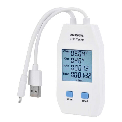 USB Tester, -T LCD USB Tester Detector Voltmeter Ammeter Digital Power Capacity Tester Meter(UT658 Dual) 1