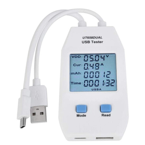USB Tester, -T LCD USB Tester Detector Voltmeter Ammeter Digital Power Capacity Tester Meter(UT658 Dual) 2