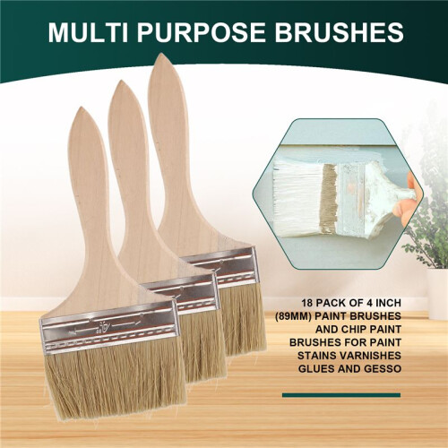 Pacote com 18 Pincéis de 4 Polegadas (89 mm) e Pincéis de Pintura para Manchas de Tinta, Vernizes, Colas e Gesso 2