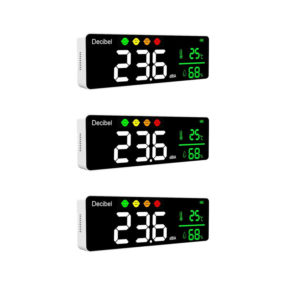 3X Dm1306d Digital Decibel Sound Meter Wall Mounted Noise Detector 30-130Db Temperature And Humidity Monitor 4713924547624