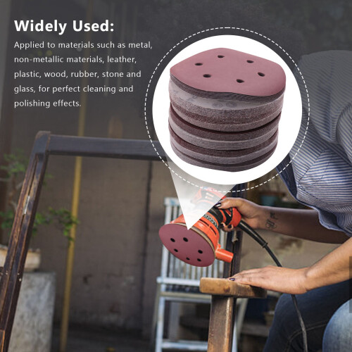 150mm Sanding Disc, 6 Inch Hook and Loop Sanding Pads, 100 Pcs Sandpaper Set Assorted Grits for Random Orbital Sander 2