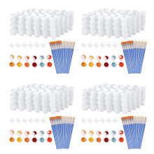 80 Strips 480 Potten Lege Verfstrips en 80 Stuks Penselen, Verfbeker Doorzichtige Plastic Opslagcontainers, 3Ml/0.17Oz