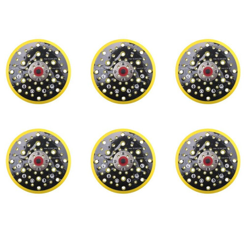 6 Pcs 150mm 5/16 Thread 52 Hole Medium Density Random Orbital Sander Hook & Loop Backing Pad for Mirka CEROS DEROS