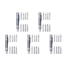 5-Teiliges Stiftschraubendreher-Set, Aluminiumlegierung, Stiftform, Handschraubendreher, Silberfarben