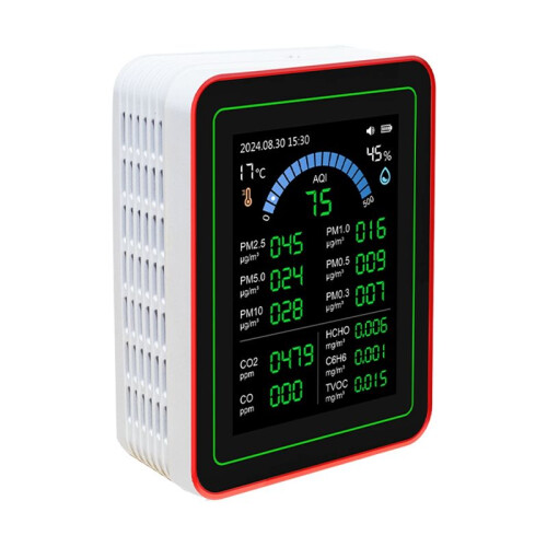 18-in-1 Luchtkwaliteitsmonitor Luchtkwaliteitstester Pm2.5 Gegevensopslag Download Luchtkwaliteit Koolstofdioxidedetector Wit 1