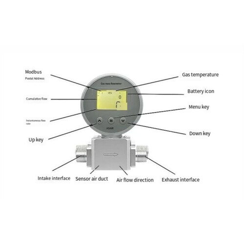 NPT1/4 Digital Display Mass Flow Meter AMS2106 Compressed Air Oxygen Nitrogen Gas Flow Meter 0-200L/Min 2