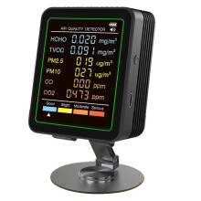 MT07CO 6-in-1 Indoor Air Quality Monitor Portable PM2.5 PM10 Tester Household CO CO2 TVOC HCHO Air Quality Monitor Black