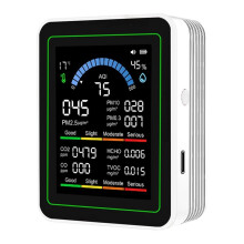 10-in-1 Air Quality Monitor Formaldehyde Temperature Humidity Tester Formaldehyde CO 2 Detector for Indoor/Outdoor White