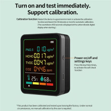 MT07WT 6-in-1 Indoor Air Quality Monitor Portable PM2.5 Tester Household HCHO TVOC CO2 Temperature Humidity Tester White