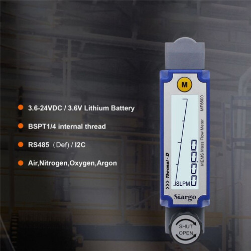 MF6600 Thermal Mass Flow Meter Digital MEMS Gas Flowmeter with LCD Display RS485 Output Adjustable High Accuracy D 2