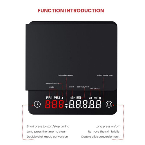 3X   Kitchen Scale Weighing Precision Digital Coffee Scale Espresso with Timer 1