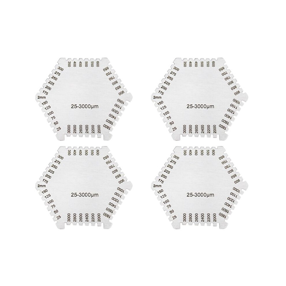 4X Stainless Steel Hexagonal Wet Film Comb Paint Coating Wet Film Thickness Gauge Comb Gauge Film (Thickness 2Mm) 6031808912831
