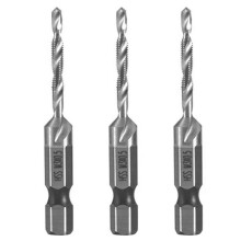 3pcs M3X0.5mm High-Speed Steel 4341 Titanium Plated Composite Tap Drill and Tap Integrated Machine Tap Open