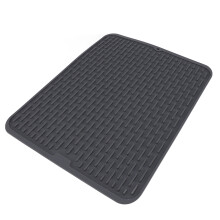 Rectangular Silicone Dish Drying Mat, Anti Slip, Built-in Drain, Small Kitchen Counter Protector