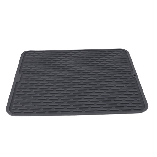 Rectangular Silicone Dish Drying Mat, Anti Slip, Built-in Drain, Small Kitchen Counter Protector 2
