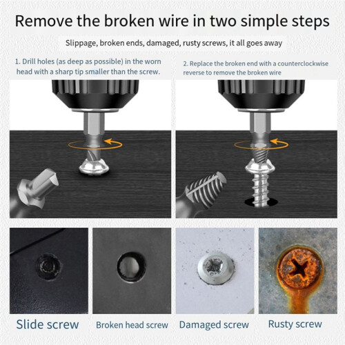 13Pcs Broken Wire Extractor Multifunctional Screw Extractor Take Broken Wire Word Plum Hexagon Screwdriver .
