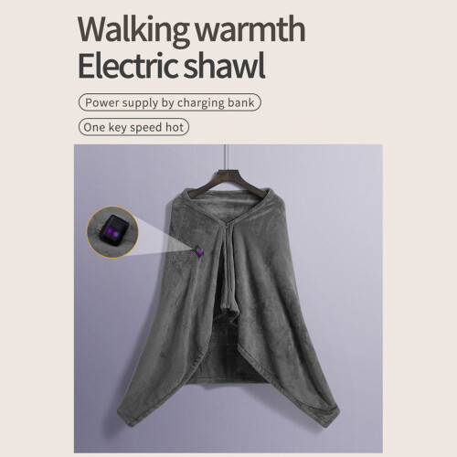 USB Heated Shawl Wrap Grey