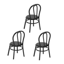 Chaises en fer pour maison de poupée miniature 1:12 – lot de 3, petites noires