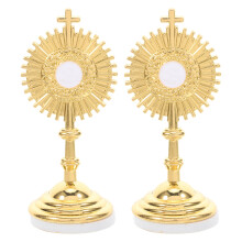 2Pcs Metal Mini Crucifix Statue, Golden Cross for Tabletop Prayer