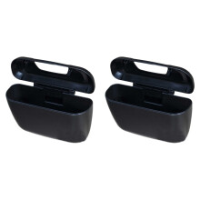 2Pcs Compact Leak Proof Black Auto Trash Can Car Trash Storage
