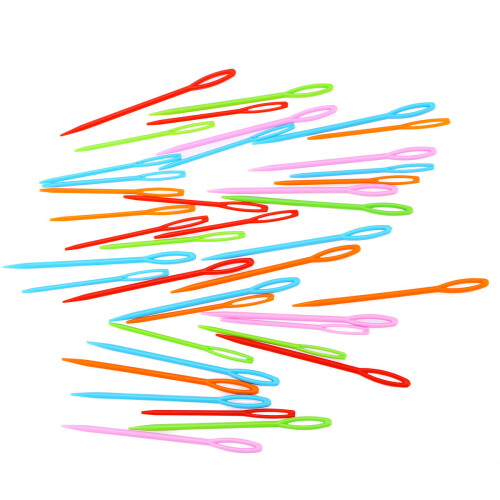 80Pcs Large Eye Plastic Sewing Needles Assorted Colors for Kids Crafts 2