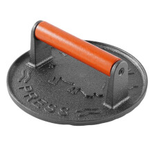 Fornello per Hamburger In Ghisa, Resistente, con Manico In Legno, Stampo per Hamburger, Utensili da Cucina e Accessori