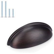 Oil Rubbed Bronze Cabinet Pulls - Bin Cup Drawer Handles, 9cm Handles and Knobs, Kitchen Hardware 5 Pack