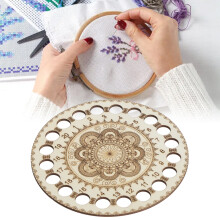Wooden Embroidery Floss Organizer Cross Stitch Thread Holder, 14cm Diameter