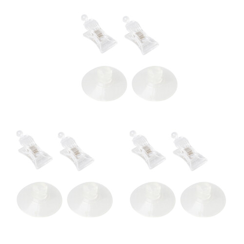 6 PCS 47mm Clear Plastic Wall Suction Cup Clip Clamp 1