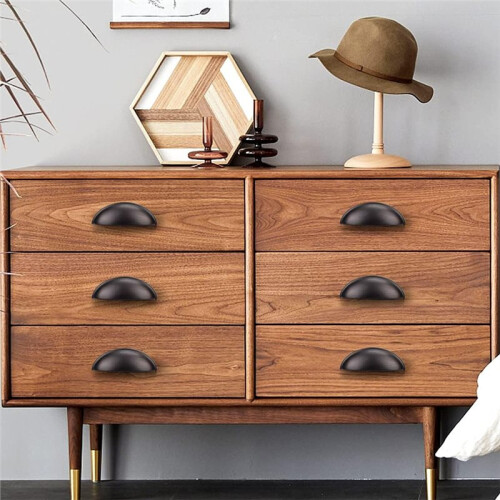 Oil Rubbed Bronze Cabinet Pulls - Bin Cup Drawer Handles, 9cm Handles and Knobs, Kitchen Hardware 5 Pack 2